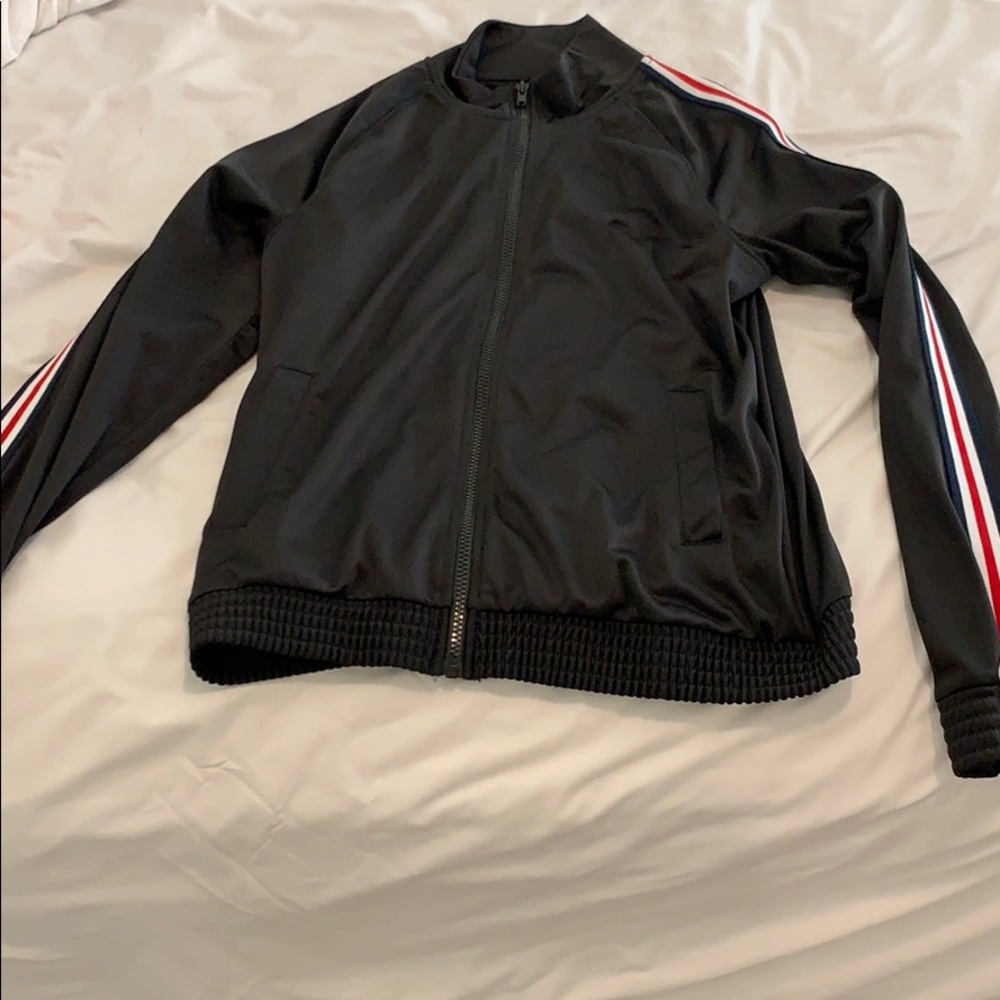 Black jacket with stripes on side
